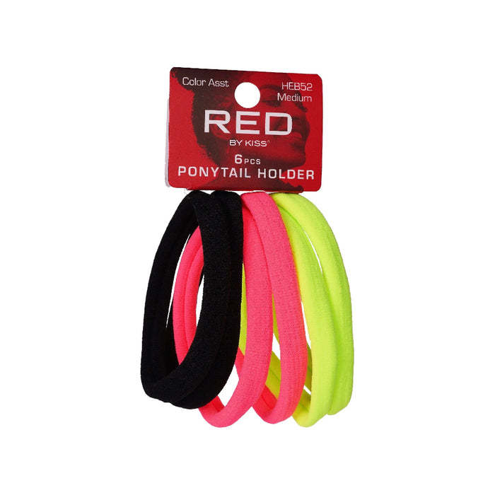 Red by Kiss Medium Ponytail Holders in assorted colours, 8-pack.