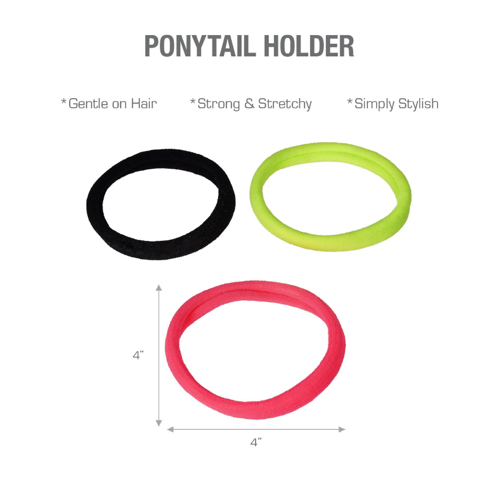Red by Kiss Medium Ponytail Holders in assorted colours, 8-pack.