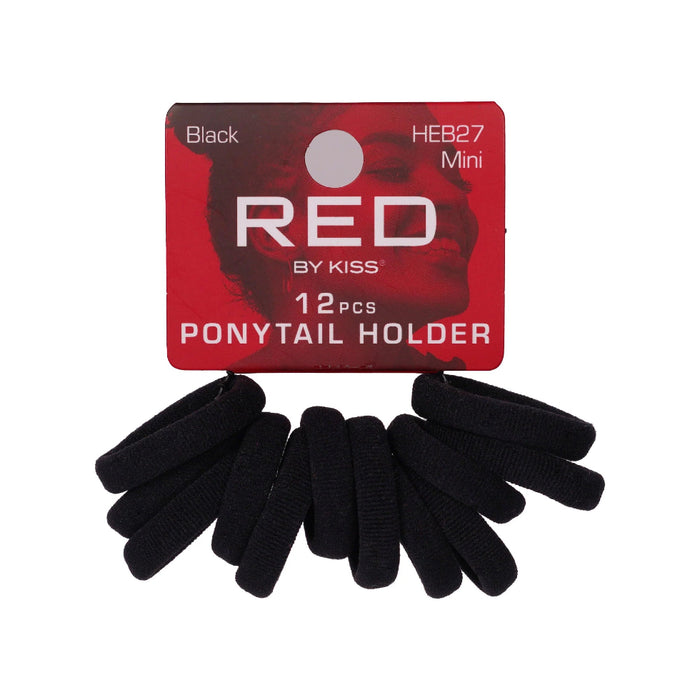Red by Kiss Mini Ponytail Holders in Black, 12-pack.