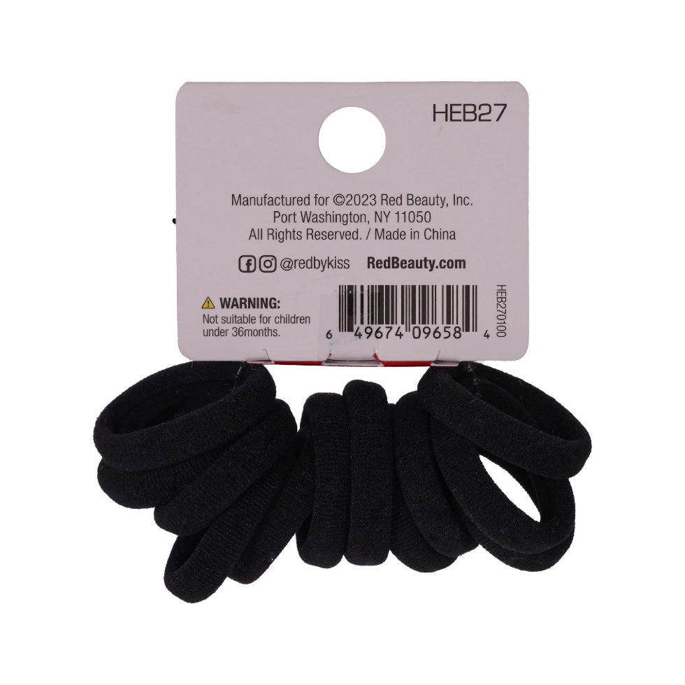 Red by Kiss Mini Ponytail Holders in Black, 12-pack.