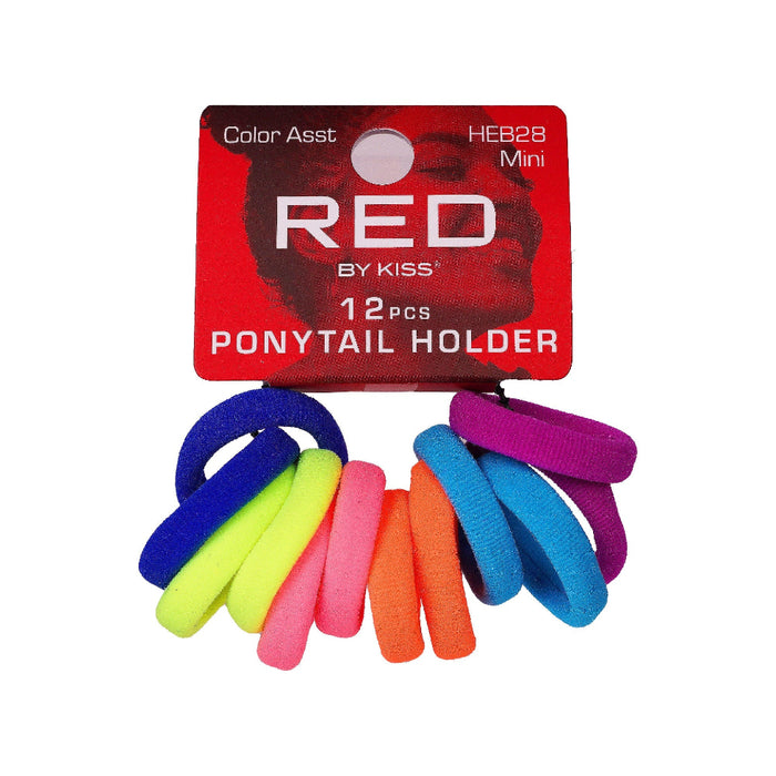 Red by Kiss Mini Ponytail Holders in assorted colours, 12-pack.