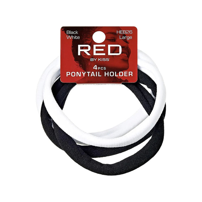 Red by Kiss ponytail holder large black and white pack of metal free snag free elastic hair bands
