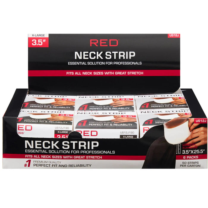 Red by Kiss Premium Disposable Barber Neck Strips in X-Large 3.5 inch width.