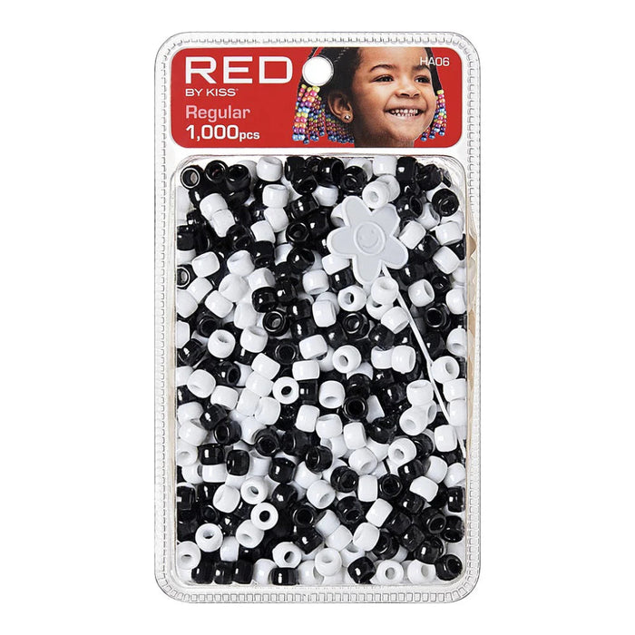 Red by Kiss regular hair beads 1000pcs pack black and white accessories for braids