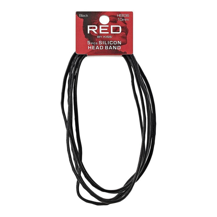 Red by Kiss 10mm Silicon Elastic Sport Headbands in Black, 5-pack.