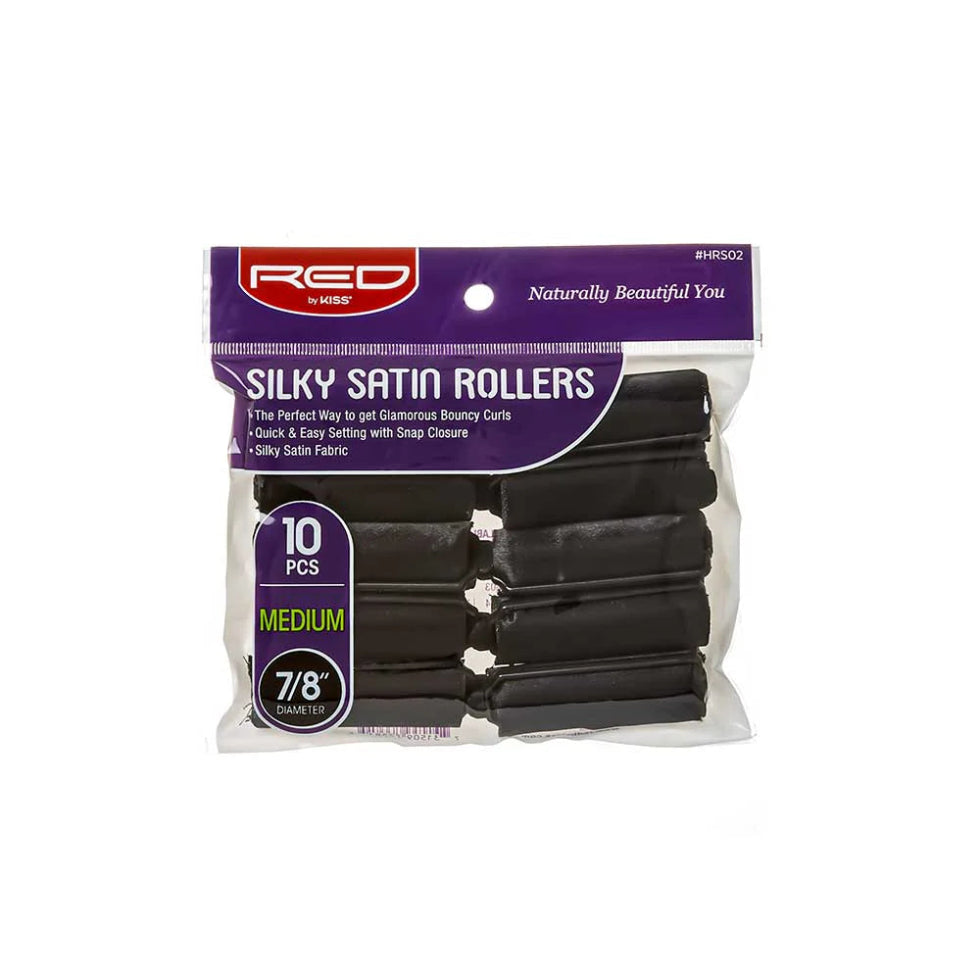 Red by Kiss silky satin rollers pack soft fabric wrapped heatless accessories for smooth curls