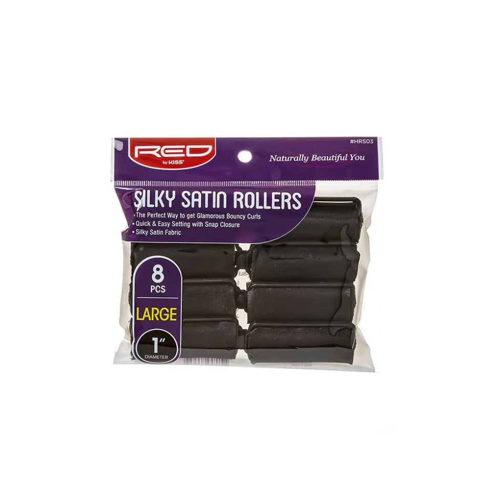 Red by Kiss silky satin rollers pack soft fabric wrapped heatless accessories for smooth curls