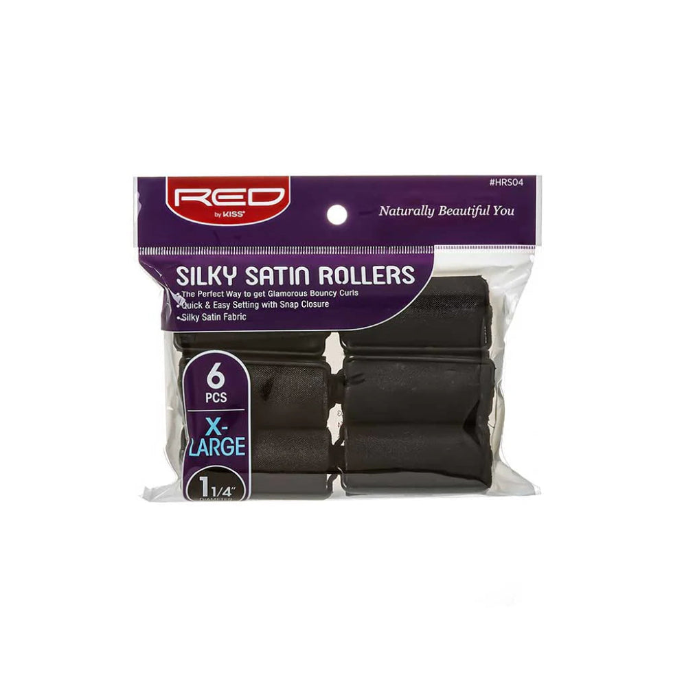 Red by Kiss silky satin rollers pack soft fabric wrapped heatless accessories for smooth curls
