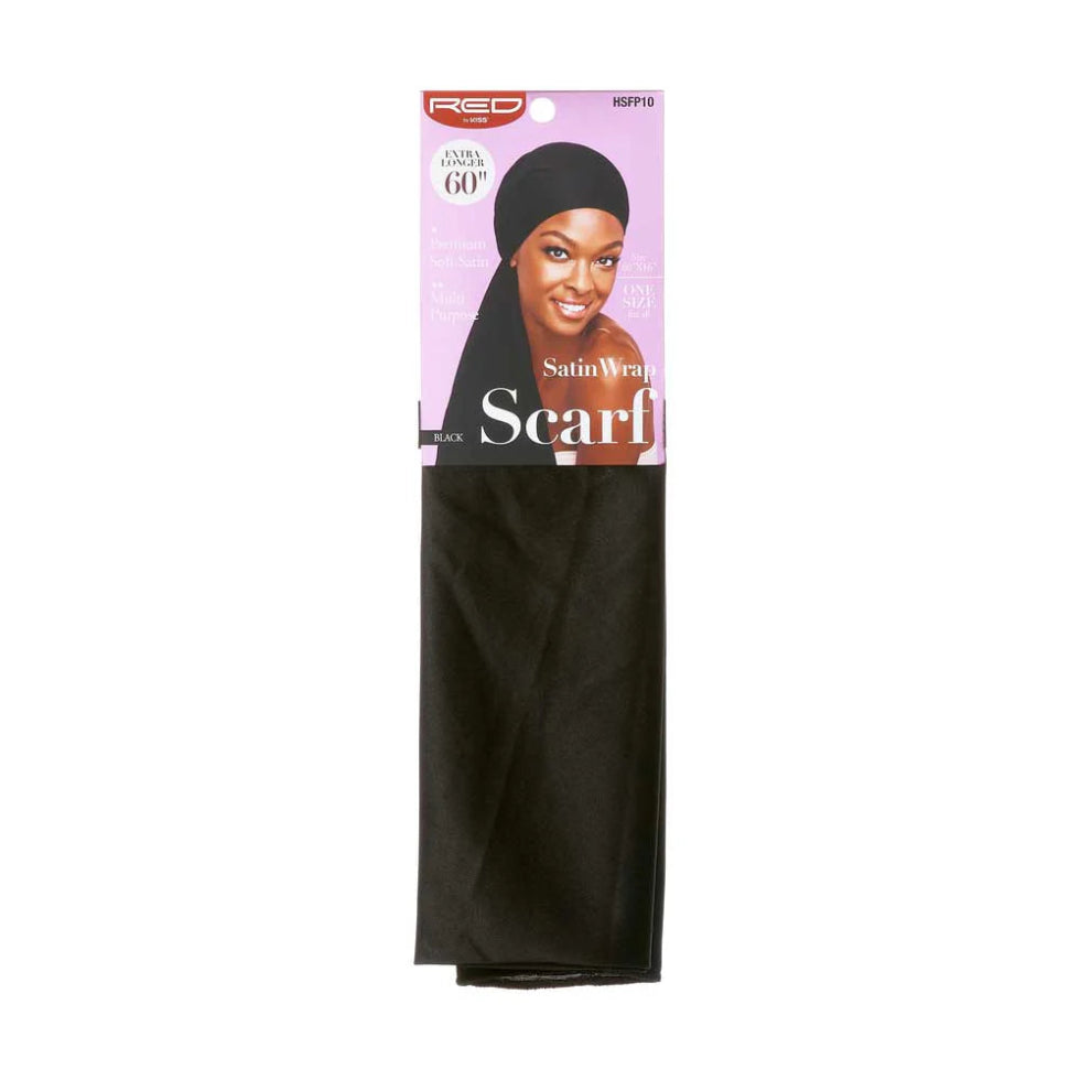 Red by Kiss silky satin wrap scarf 60x16 inch protective headscarf for hair edges
