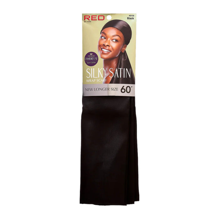Red by Kiss silky satin wrap scarf 60x19 inch protective headscarf for hair edges