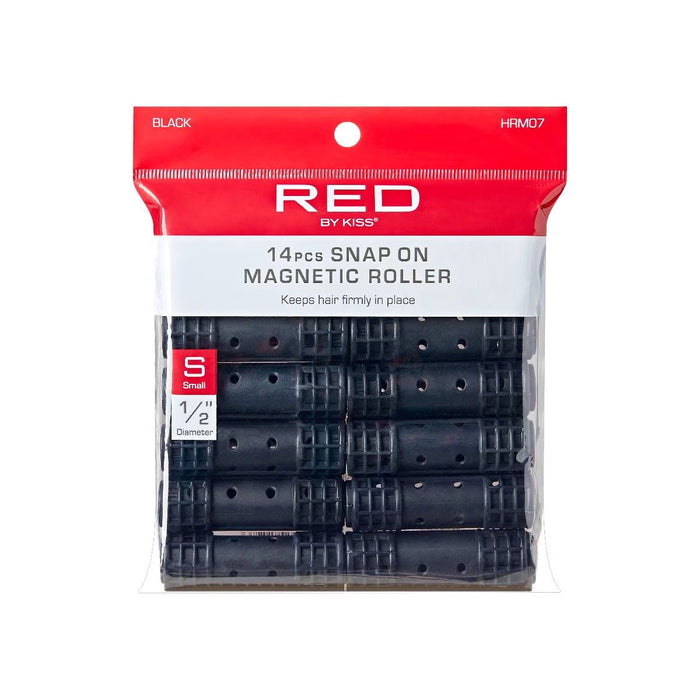 Red by Kiss snap on magnetic roller pack black plastic heatless wet styling accessories for volume