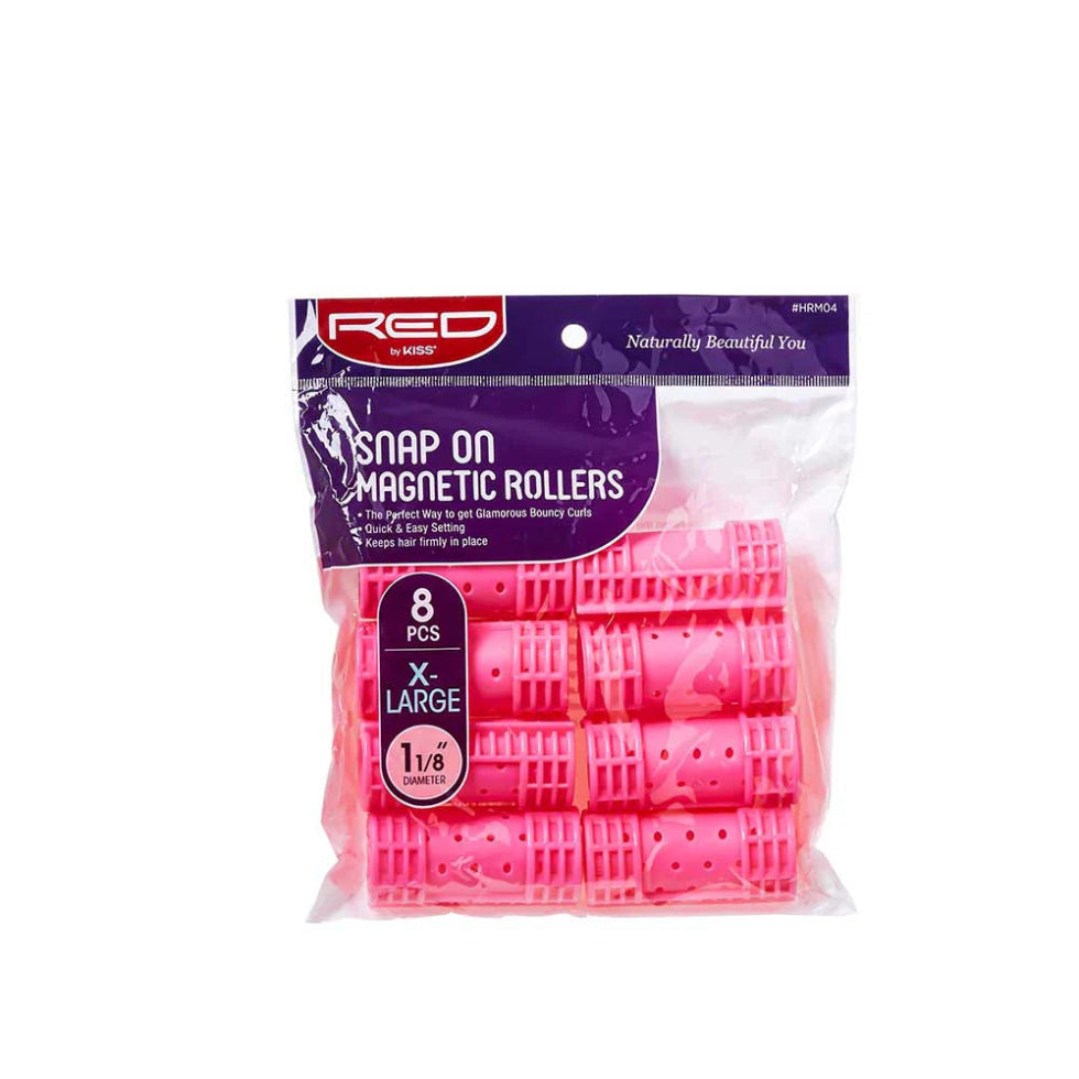 Red by Kiss snap on magnetic roller pack plastic heatless wet styling accessories for volume