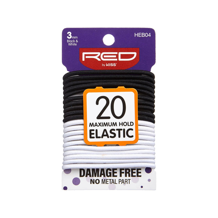 Red by Kiss Thin Elastic Hair Band 3mm in Black and White.