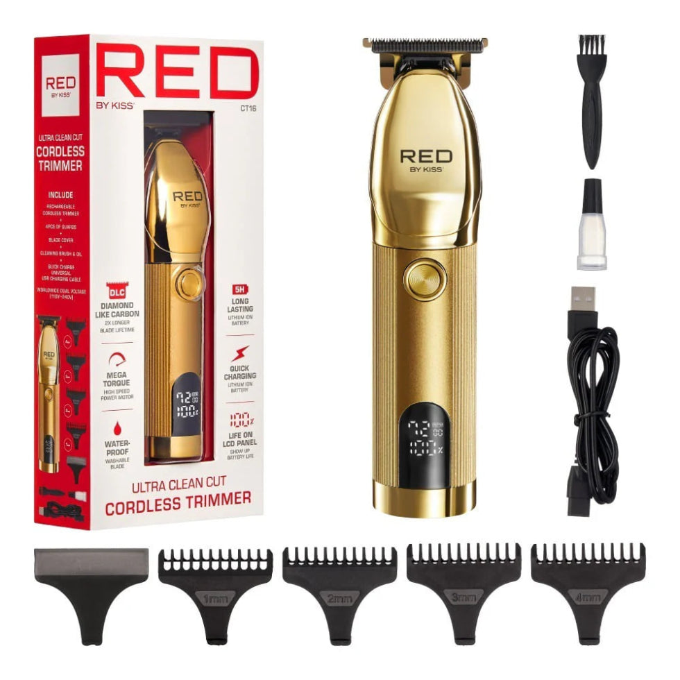 Red by Kiss ultra clean cut cordless trimmer precision blade hair grooming tool box
