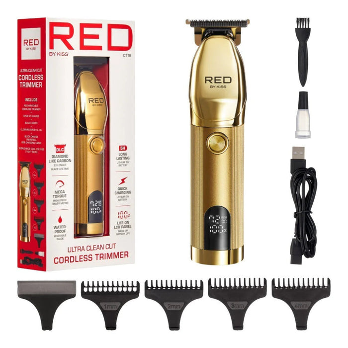 Red by Kiss ultra clean cut cordless trimmer precision blade hair grooming tool box