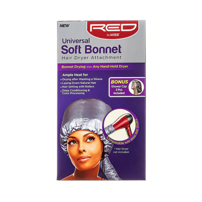 Red by Kiss universal soft bonnet attachment for drying hair with any hand held blow dryer.