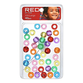 Red by Kiss XX-Large Hair Beads (40pcs) | Hair Accessories for Braids