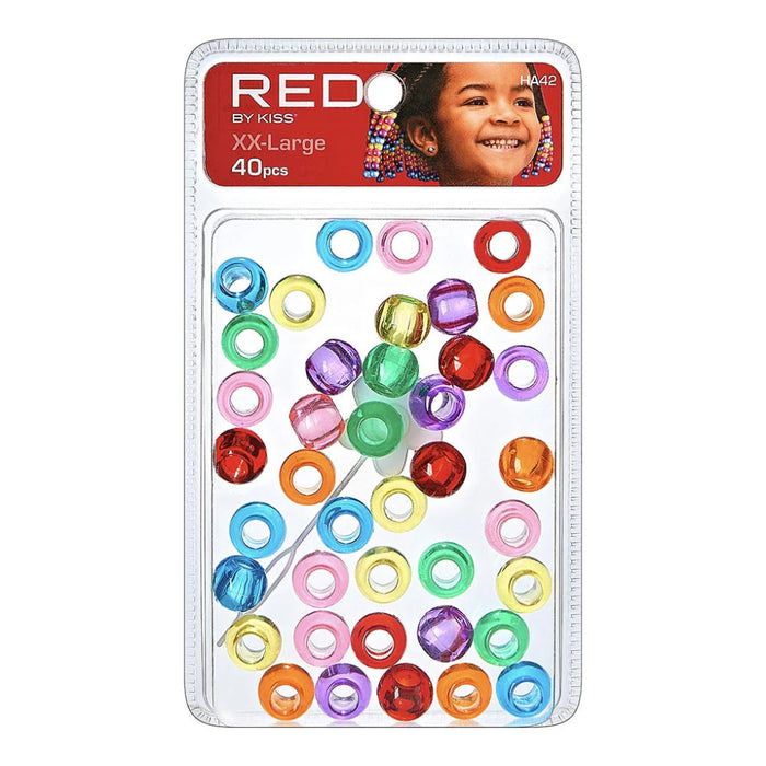 Red by Kiss XX-Large Hair Beads (40pcs) | Hair Accessories for Braids