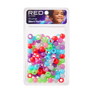 Red by Kiss Glow In The Dark Hair Beads X Large | Luminous Hair Accessories for Braids