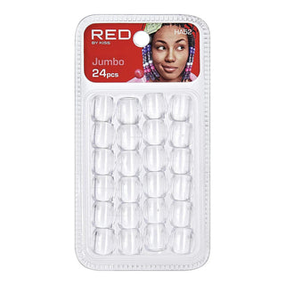 Red by Kiss Jumbo Wood Hair Beads (24pcs) | Colored Accessories for Braids & Jewelry Making