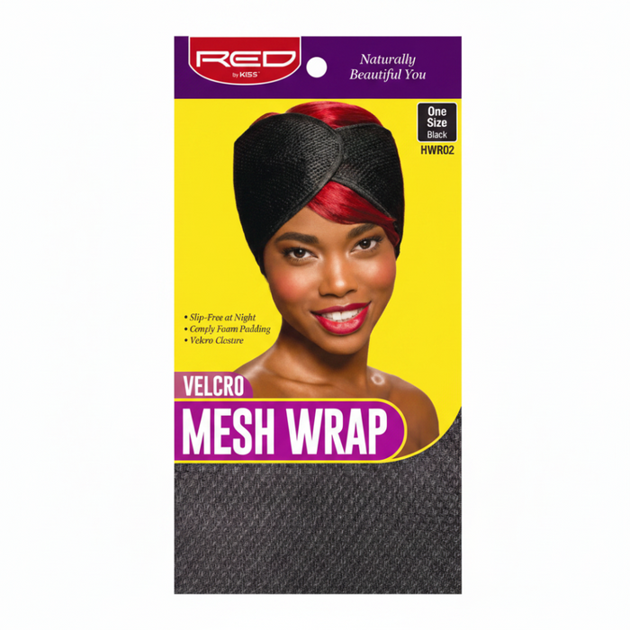 Red by Kiss velcro mesh wrap HWR02 black breathable hair wrap cap adjustable wave styling