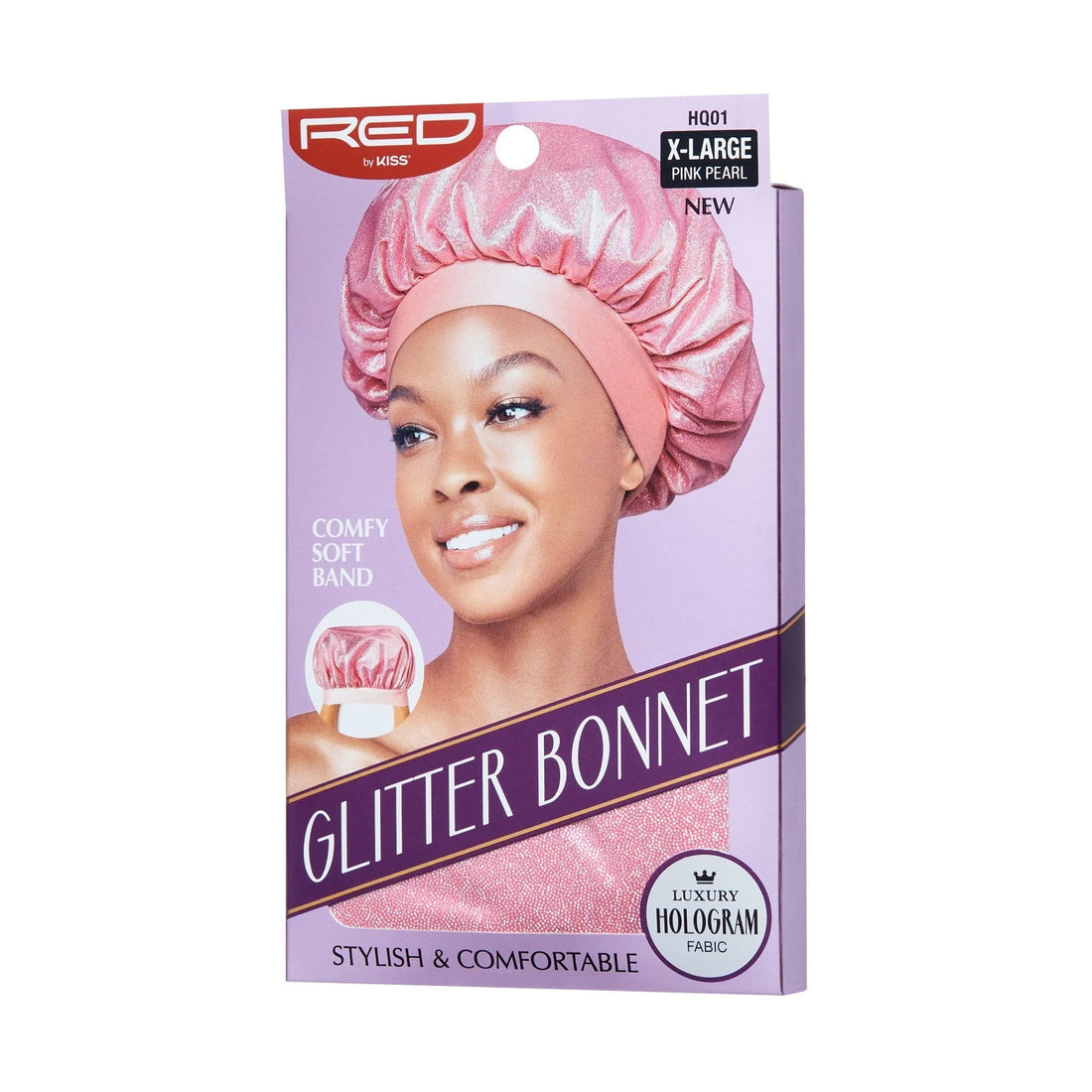 Red by Kiss Glitter Bonnet | Hair Protection Nighttime Sleeping Cap