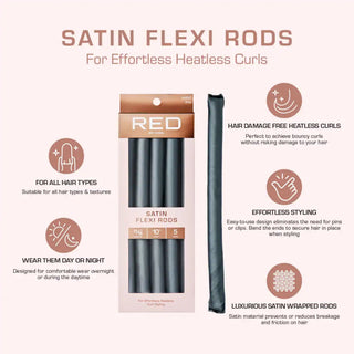 Red by Kiss satin flexi rods gray flexible foam curling rollers pack for heatless curls