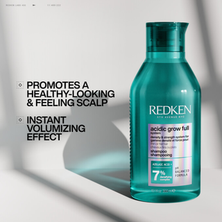 Redken Acidic Grow Full System Densifying Shampoo 300ml professional shampoo for fine flat and thinning hair helps boost volume improve density support scalp balance and create fuller thicker looking hair.