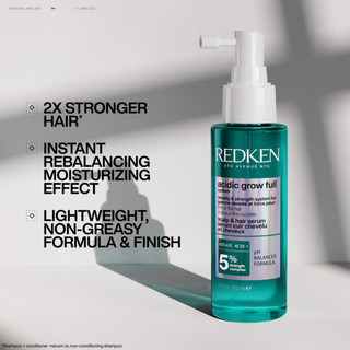 Redken Acidic Grow Full System Serum 100ml lightweight scalp and hair serum helps hydrate the scalp strengthen hair reduce breakage rebalance scalp pH and create fuller thicker healthier looking hair.