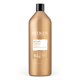 Redken All Soft Moisturising Conditioner 1000ml professional hydrating conditioner with argan oil helps detangle dry brittle hair replenish moisture improve softness enhance shine and leave hair smooth manageable and healthy looking.