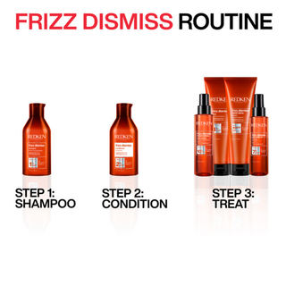 Redken Frizz Dismiss Instant Deflate 125ml anti frizz smoothing serum helps control volume reduce flyaways add shine improve manageability and protect hair from heat styling and humidity for smoother hair results