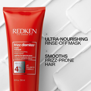Redken Frizz Dismiss Mask 250ml ultra hydrating smoothing hair treatment helps tame frizz soften unruly hair improve manageability boost shine and provide deep conditioning for smoother healthier looking hair