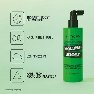 Redken Volume Boost Root Lifting Spray 250ml professional volumising spray provides instant root lift adds body fullness texture and shine to fine flat and limp hair for long lasting volume and movement