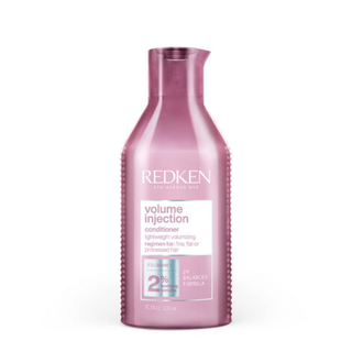 Redken Volume Injection Conditioner 300ml lightweight volumising conditioner with Filloxane adds body fullness root lift softness shine and movement to fine flat and limp hair without weighing it down