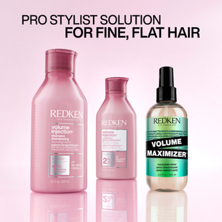 Redken Volume Injection Shampoo 300ml lightweight volumising shampoo with Filloxane gently cleanses removes excess oil adds body root lift fullness shine and movement to fine flat and limp hair for thicker looking results
