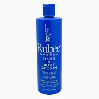 rubee beauty magic hand and body lotion 16oz cocoa butter vitamin e moisturizer deep hydrating smooth soft glowing skin care lotion
