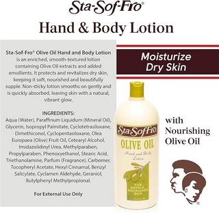 Sta-Sof-Fro Olive Oil Hand & Body Lotion 1L- Deep Hydration & Nourishment