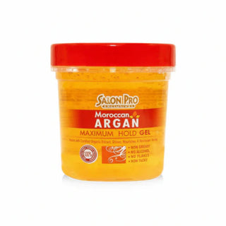 Salon Pro Moroccan argan maximum hold gel 16oz strong hold shine styling gel for sleek hairstyles