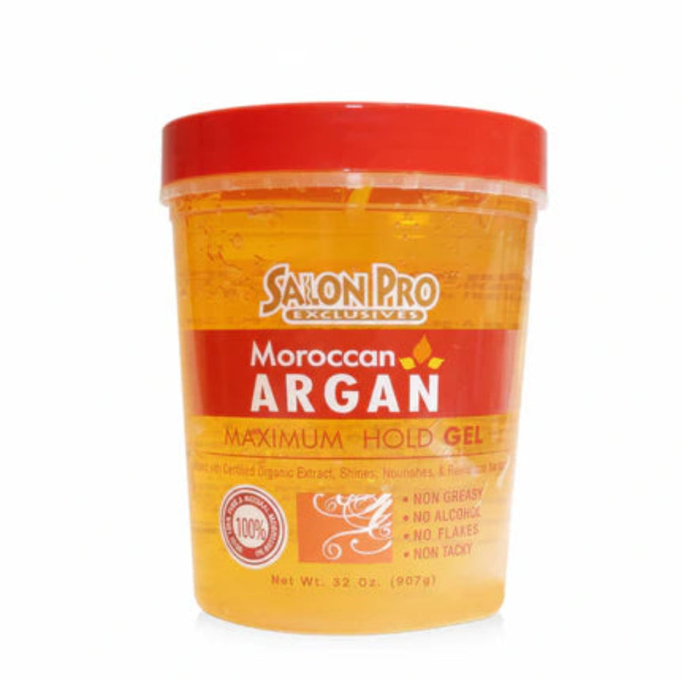 salon pro moroccan argan maximum hold gel 32oz strong hold hair styling gel for sleek frizz free hairstyles