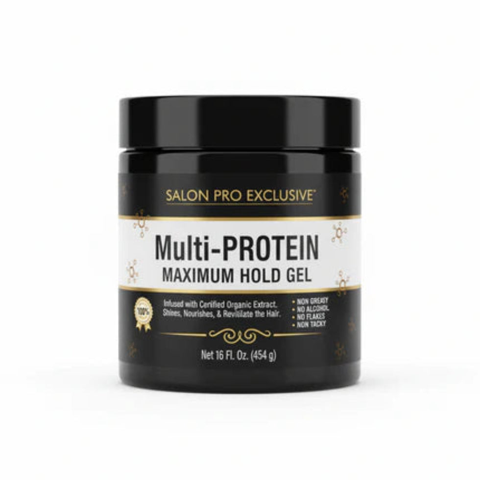 salon pro multi protein maximum hold gel 16oz strong styling control gel for sleek frizz free hairstyles