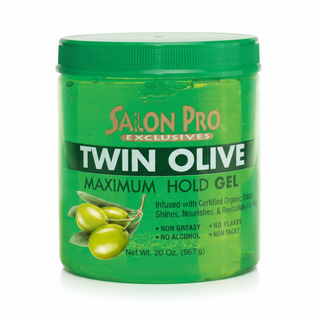 salon pro twin olive maximum hold gel 20oz strong hold hair styling gel for sleek frizz free hairstyles
