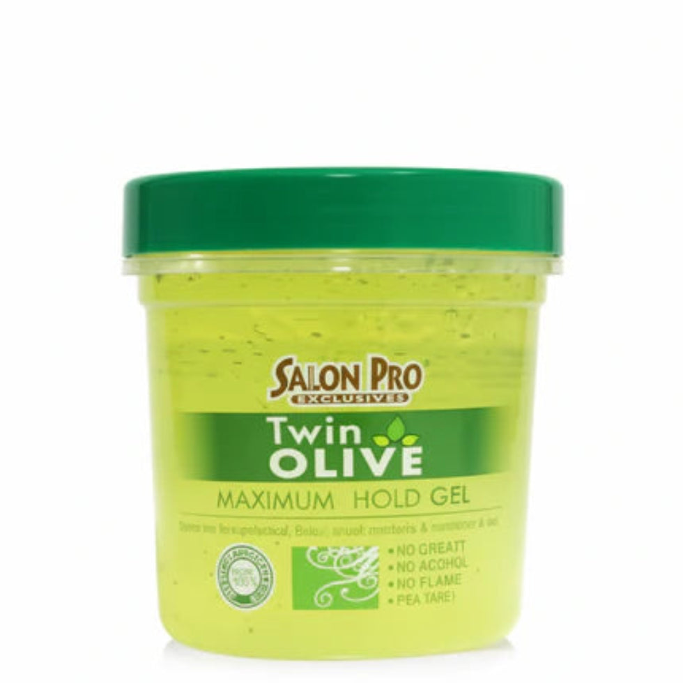 salon pro twin olive maximum hold gel 32oz strong hold hair styling gel for sleek frizz free hairstyles
