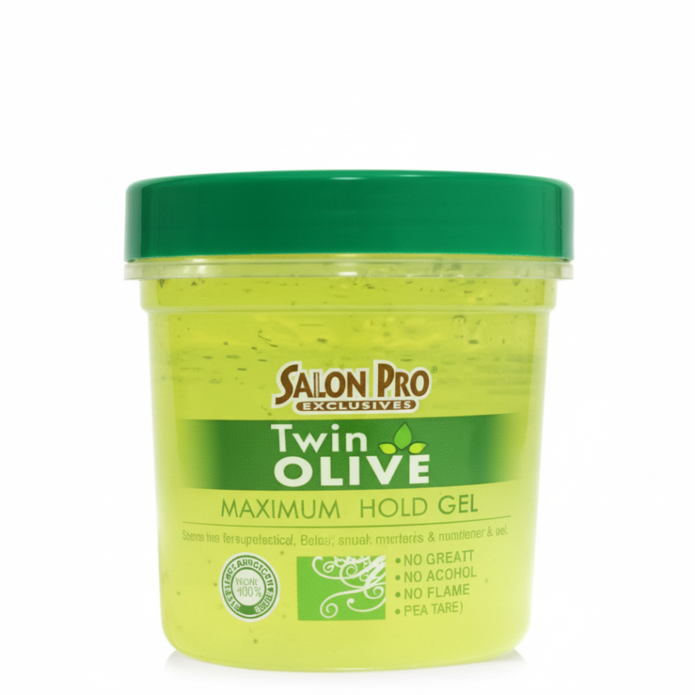 salon pro twin olive maximum hold gel 8oz strong hold hair styling gel frizz control sleek hairstyles
