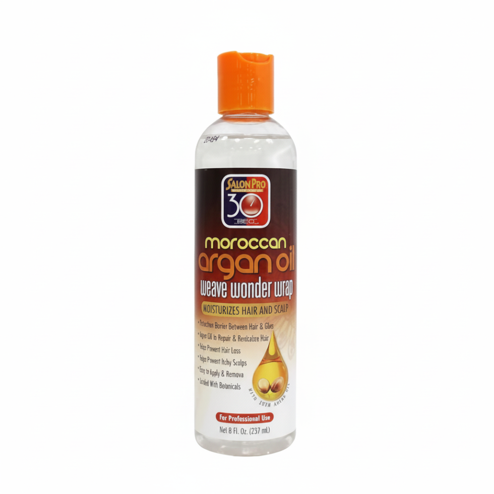 salon pro 30 sec moroccan argan oil weave wonder wrap clear 8oz hair and scalp protection for weave installation
