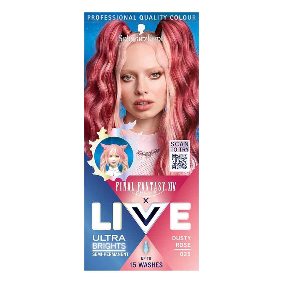 schwarzkopf live 025 dusty rose ultra brights semi permanent hair color soft rose pink pastel dye for creative and fashion styling