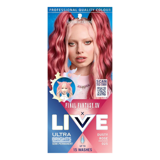 schwarzkopf live 025 dusty rose ultra brights semi permanent hair color soft rose pink pastel dye for creative and fashion styling