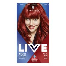 Schwarzkopf LIVE 035 real red permanent hair dye for vibrant bold red color and glossy salon shine