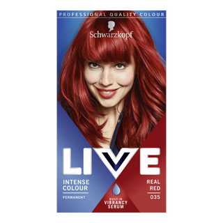 Schwarzkopf LIVE 035 real red permanent hair dye for vibrant bold red color and glossy salon shine