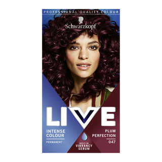 Schwarzkopf LIVE 047 plum perfection permanent hair dye for rich plum purple color and glossy salon shine