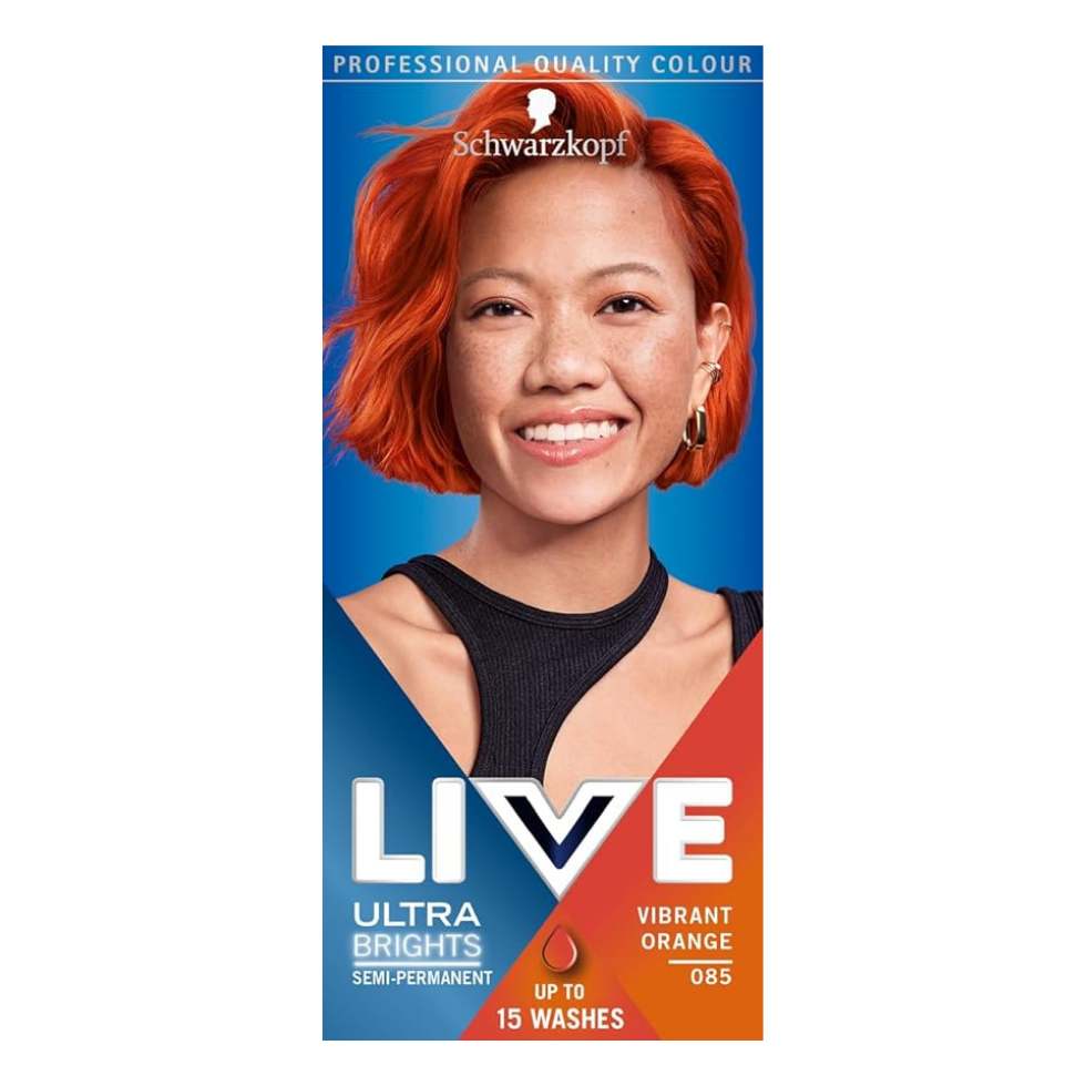 schwarzkopf live 085 vibrant orange semi permanent ultra brights hair color bright orange fashion dye for creative and bold styling